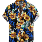 Geel herenoverhemd met bloemenprint