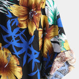 Geel herenoverhemd met bloemenprint