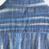 Teun retro herenoverhemd met korte mouwen en strepen – blauw