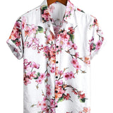 Wit herenoverhemd met bloemenprint