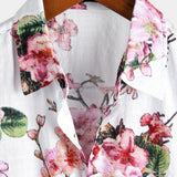 Herenoverhemd met bloemenprint in marineblauw of wit