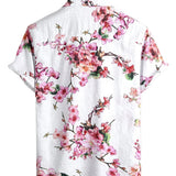 Herenoverhemd met bloemenprint in marineblauw of wit
