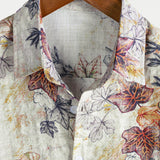 Beige resort-herenoverhemd met plantenprint