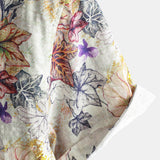 Beige resort-herenoverhemd met plantenprint
