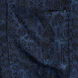 Douwe retro herenoverhemd met korte mouwen en etnische print – marineblauw