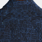 Douwe retro herenoverhemd met korte mouwen en etnische print – marineblauw