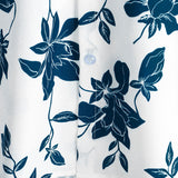 Harm herenoverhemd met korte mouwen en blauwe bloemenprint – wit