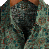 Dirk groen retro paisley herenoverhemd met korte mouwen