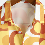Mees geel retro herenoverhemd met geometrische print