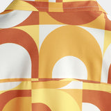 Mees geel retro herenoverhemd met geometrische print