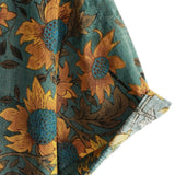 Douwe retro herenoverhemd met korte mouwen en zonnebloemenprint – groen