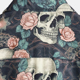 Casper herenoverhemd met korte mouwen en doodshoofdenprint – marineblauw