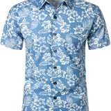 Blauw aloha-herenoverhemd met tropische bloemen