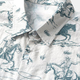 Beige herenoverhemd met paardenprint