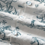 Beige herenoverhemd met paardenprint