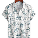 Beige herenoverhemd met paardenprint
