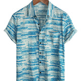 Ivo retro herenoverhemd met korte mouwen – blauw