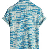 Ivo retro herenoverhemd met korte mouwen – blauw