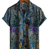Grijs retro herenoverhemd met bloemenprint
