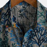 Grijs retro herenoverhemd met bloemenprint