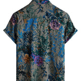 Grijs retro herenoverhemd met bloemenprint