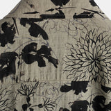 Ivo retro herenoverhemd met korte mouwen en bloemenprint – grijs
