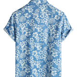 Blauw aloha-herenoverhemd met tropische bloemen
