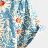 Blauw Hawaïaans herenoverhemd met bloemen