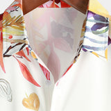 Wit herenoverhemd met knoopsluiting en bloemen