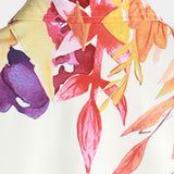Wit herenoverhemd met knoopsluiting en bloemen