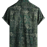Frits retro herenoverhemd met korte mouwen en paisleyprint – groen