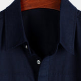 Marineblauw herenoverhemd met borstzakken