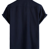 Marineblauw herenoverhemd met borstzakken
