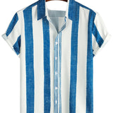 Blauw gestreept vintage herenoverhemd