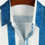 Blauw gestreept vintage herenoverhemd