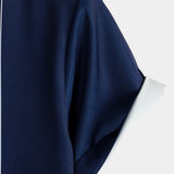 Marineblauw aloha-herenoverhemd met bloemen en strepen