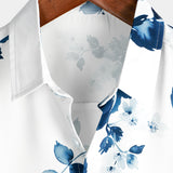 Wit herenoverhemd met bloemen en korte mouwen
