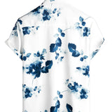 Wit herenoverhemd met bloemen en korte mouwen