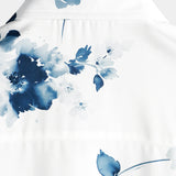 Wit herenoverhemd met bloemen en korte mouwen