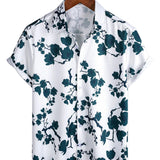 Wit zomers herenoverhemd met bloemenprint