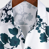 Wit zomers herenoverhemd met bloemenprint