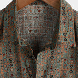 Bruin boho paisley herenoverhemd
