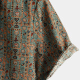 Bruin boho paisley herenoverhemd