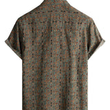 Bruin boho paisley herenoverhemd