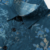 Blauw herenoverhemd met aquarelbloemen