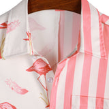 Roze gestreept herenoverhemd met flamingo's