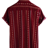 Harm retro herenoverhemd met korte mouwen en strepen – rood