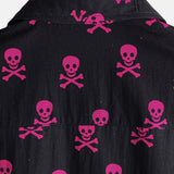 Roze punkrock herenoverhemd met doodshoofd