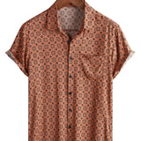 Douwe retro herenoverhemd met korte mouwen – bruin