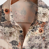 Casper retro herenoverhemd met korte mouwen en bloemenprint – beige